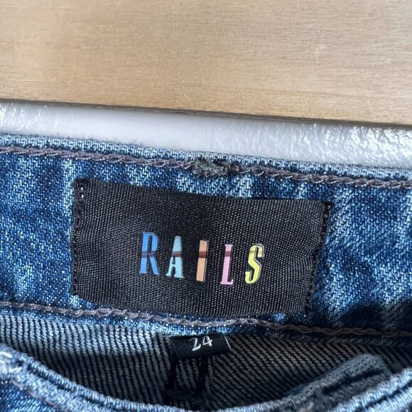 Rails Sunset High Rise Slim Flare Jeans Size 24 Medium Wash Blue Denim - Picture 3 of 11